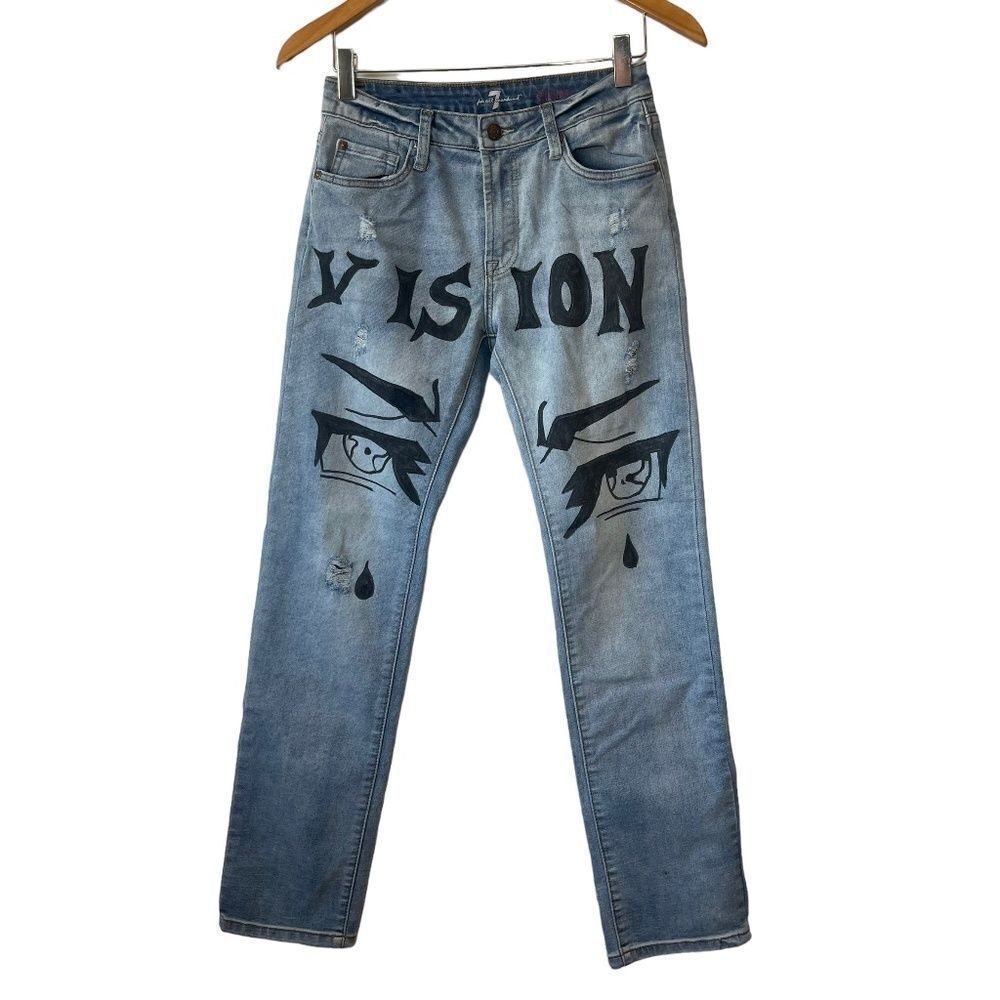 7‎ For All Mankind Slimmy Upcycled "Vision" Jeans Sz 25